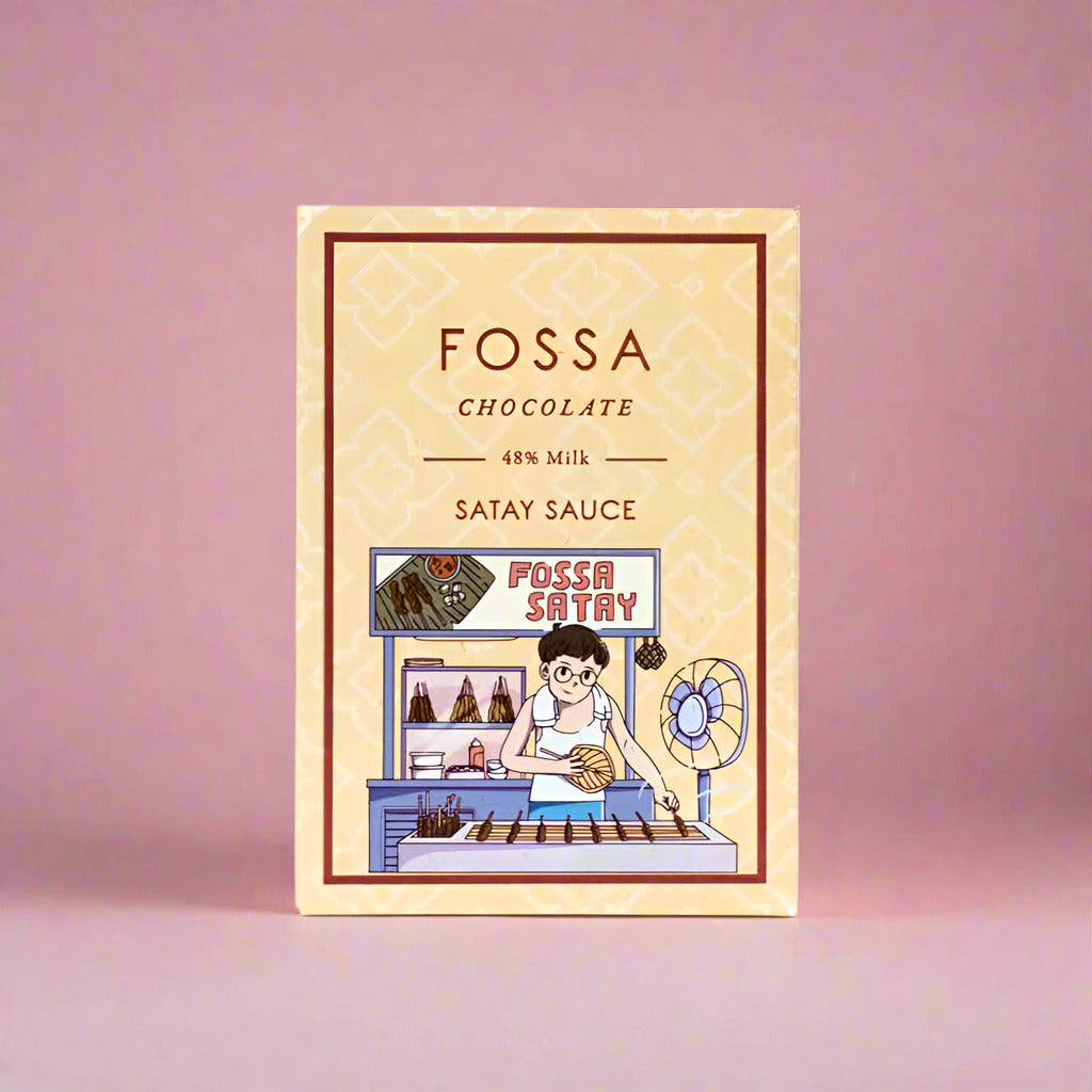Fossa Chocolate Satay Sauce packaging on a white background